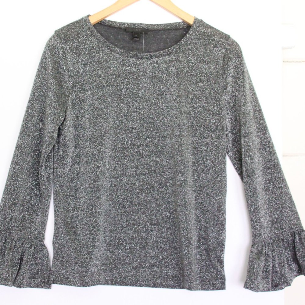J. Crew Silver Metallic Top w/Flared Cuffs S